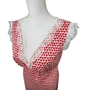 NWT Simple Retro Heart Print Slip Dress Romantic Feminine Midi M